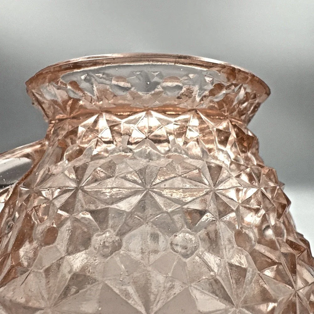Vintage Jeannette Pink Depression‎ Glass Cubist Sugar Bowl 1930s
